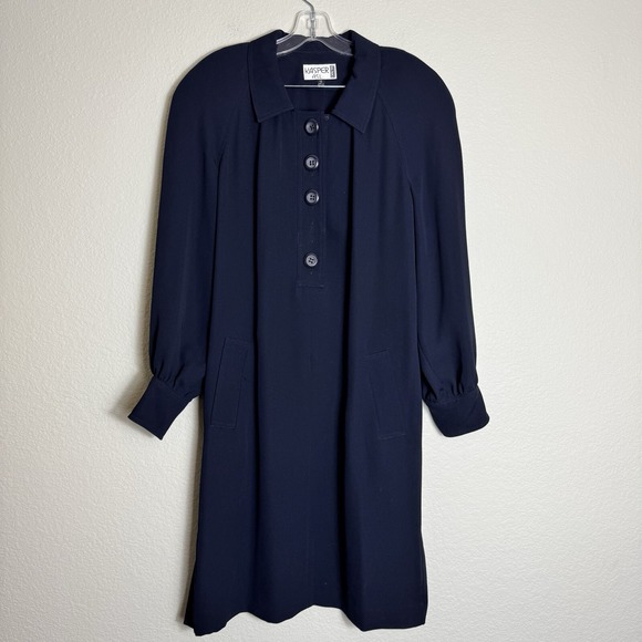 Kasper Dresses & Skirts - Kasper Women's Dress Navy Size 10 Long Sleeve Shoulder Pads Shoulder Pads *READ